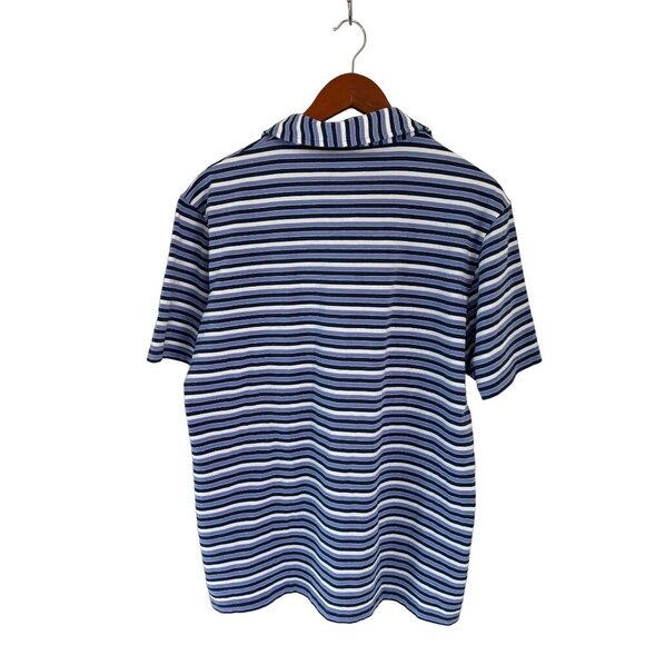 Peter Millar Mountainside Collection Cotton Polo Shirt Blue White Stripes Size M - Picture 5 of 6